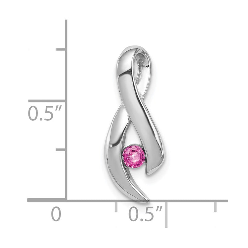 14k White Gold 3mm Pink Sapphire Pendant