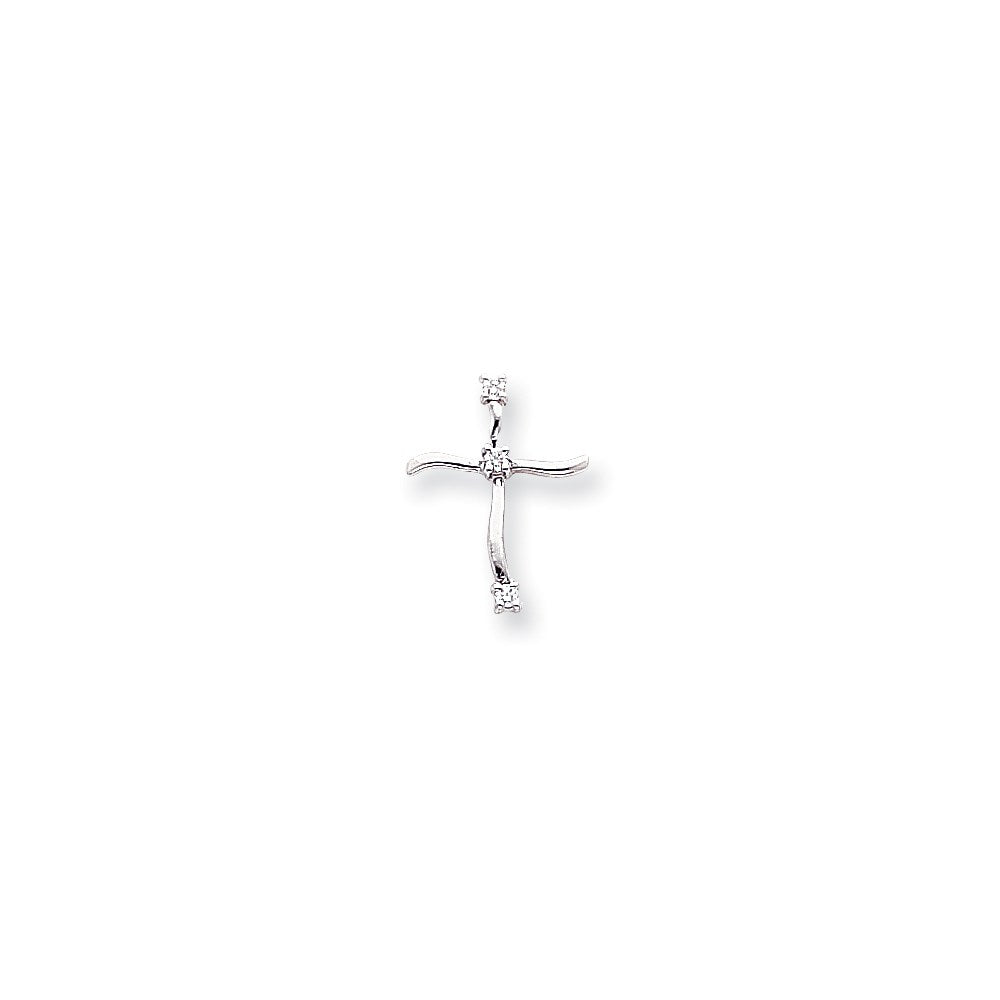 14k White Gold AA Diamond Cross Pendant