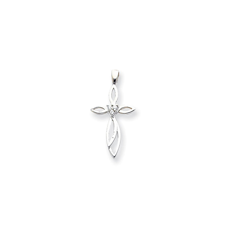 14k White Gold A Diamond cross pendant