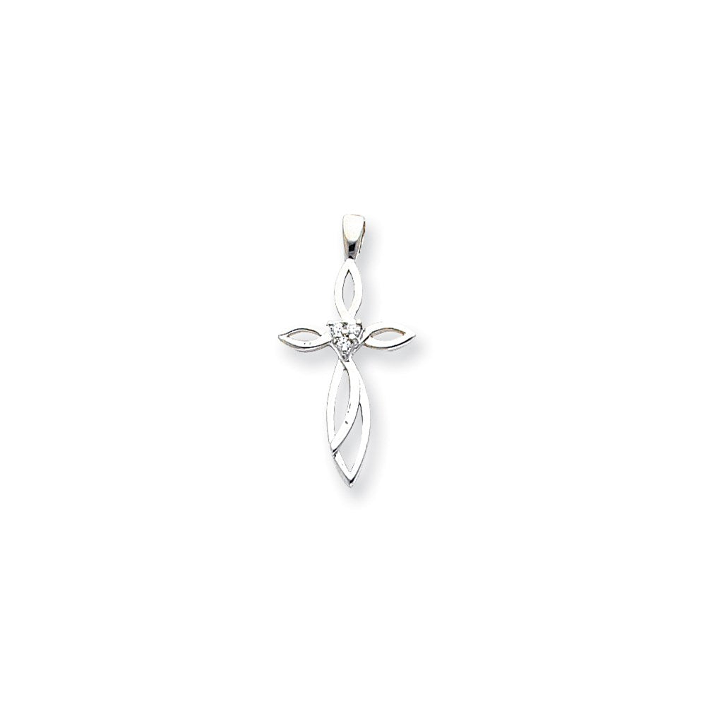 14k White Gold AAA Diamond cross pendant