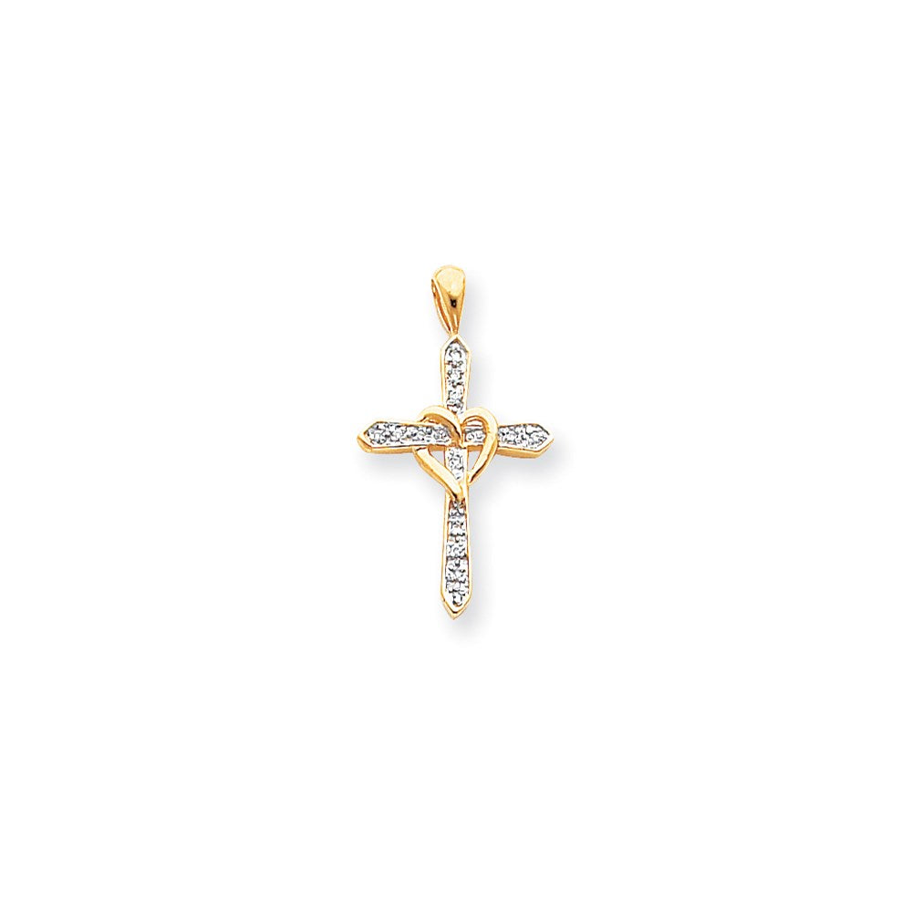 14k AAA Diamond cross pendant