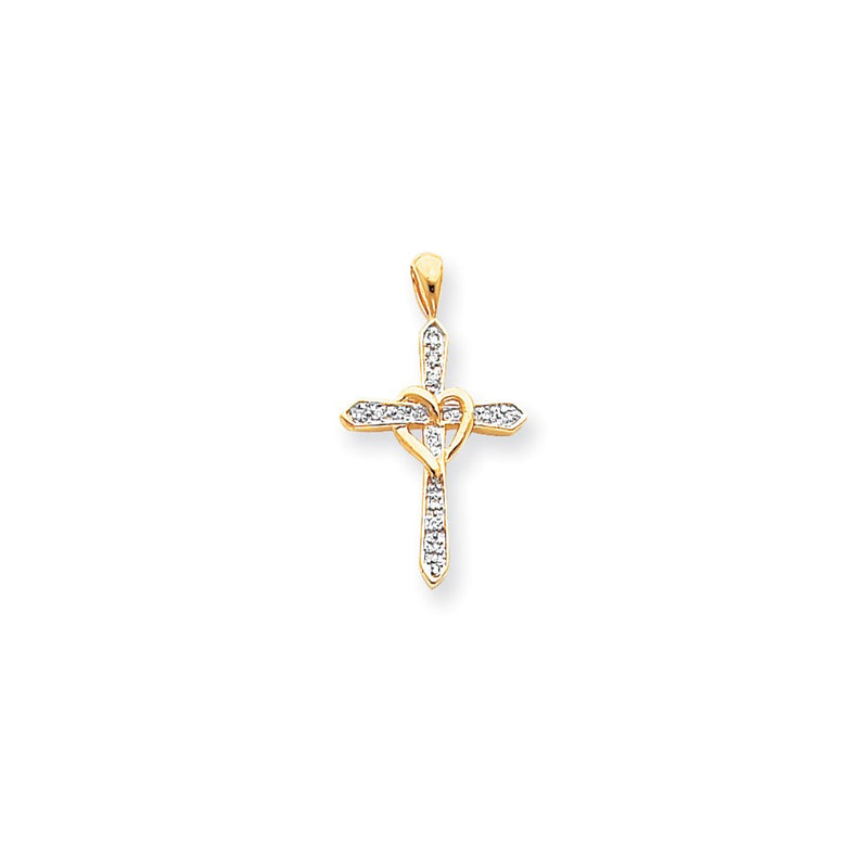 14k AAA Diamond cross pendant