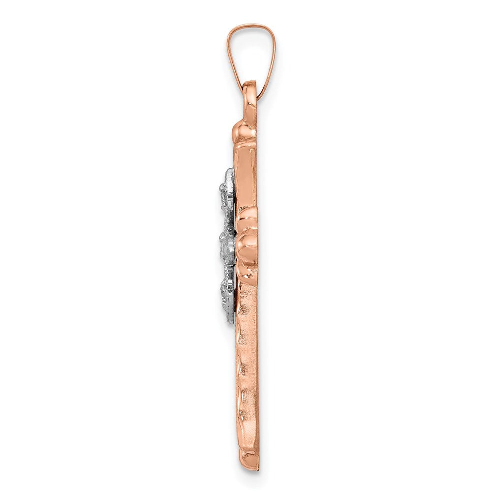 14k Two tone Diamond Cross Pendant