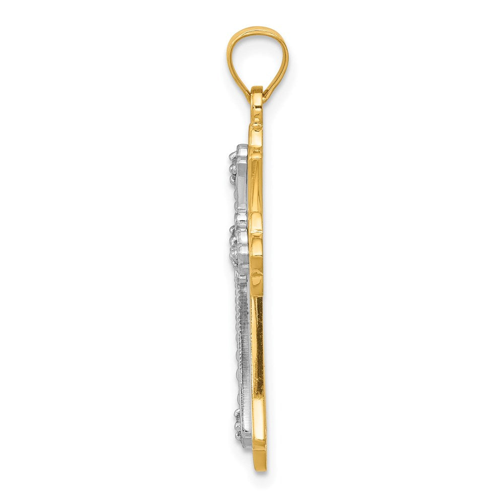 14k Rhodium Diamond Cross Pendant