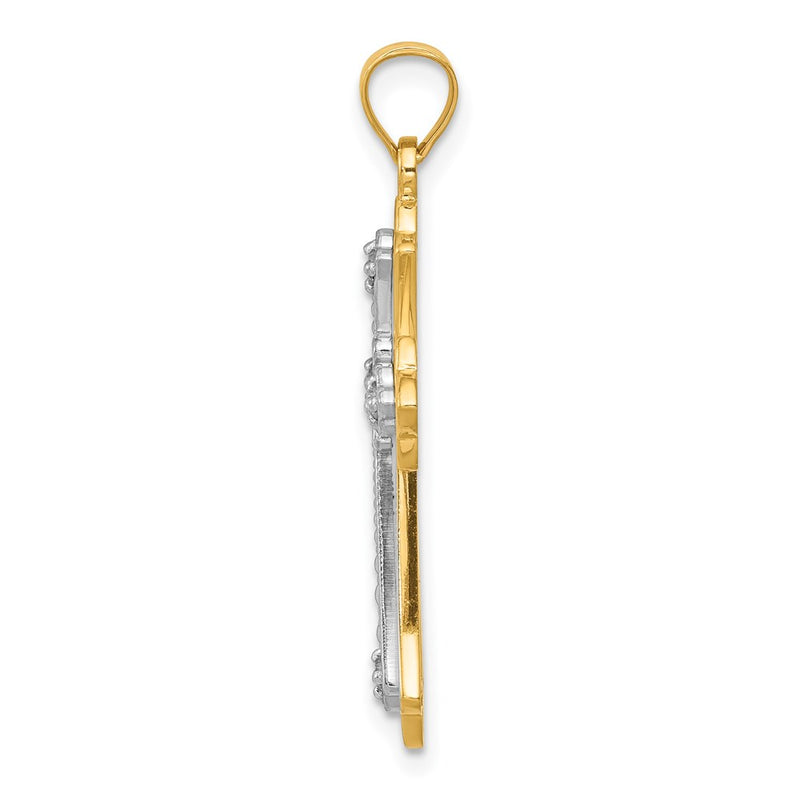 14k Rhodium Diamond Cross Pendant