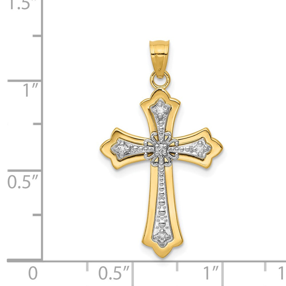 14k Rhodium Diamond Cross Pendant