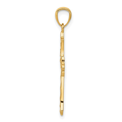 14k Yellow Gold Diamond Cross Pendant