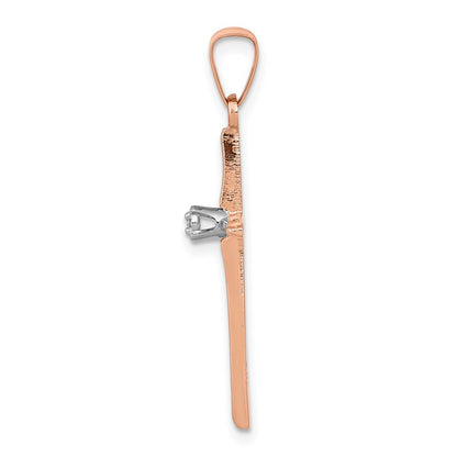 14k Rose Gold Diamond Cross Pendant