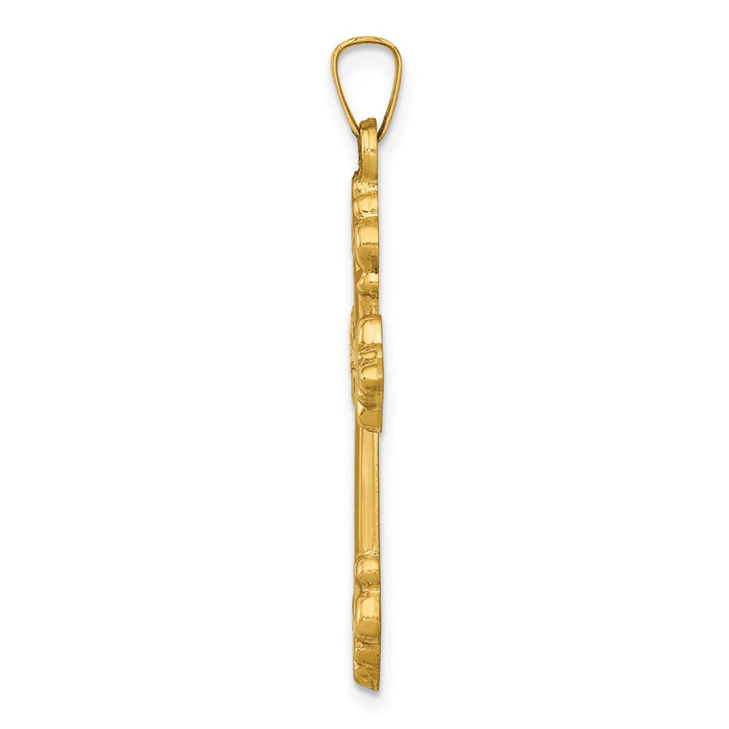14k Yellow Gold Polished Cross Budded Pendant