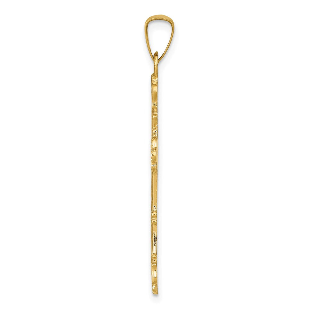 14k Yellow Gold Polished Budded Cross Pendant
