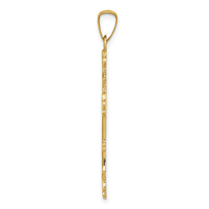14k Yellow Gold Polished Budded Cross Pendant