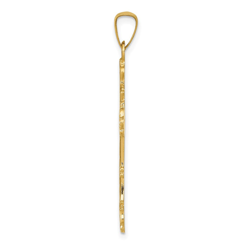 14k Yellow Gold Polished Budded Cross Pendant