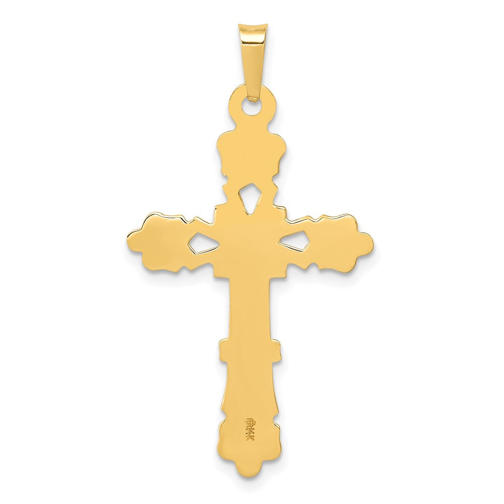 14k Yellow Gold Polished Budded Cross Pendant