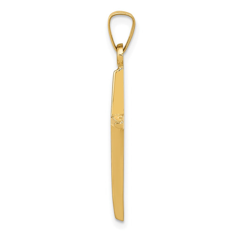 14k Yellow Gold Polished Latin Cross Pendant