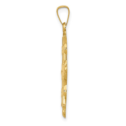 14k Yellow Gold Polished Jerusalem Cross Pendant
