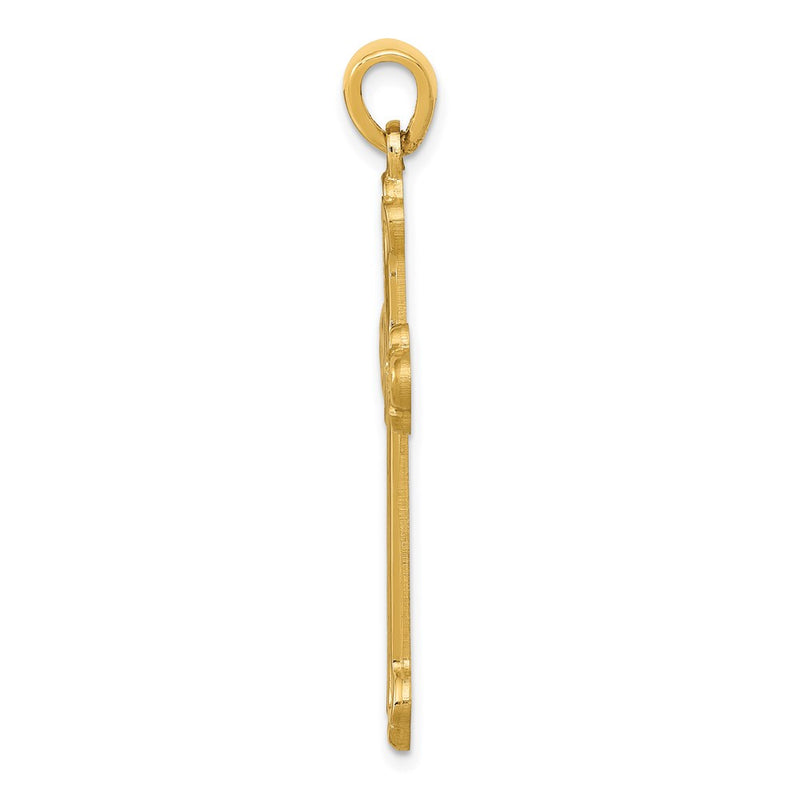 14k Yellow Gold Budded Cross Pendant