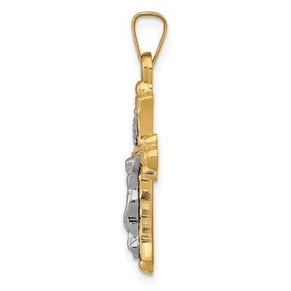 14k Two-tone Gold Two-tone Gold Polished INRI Crucifix Cross Pendant