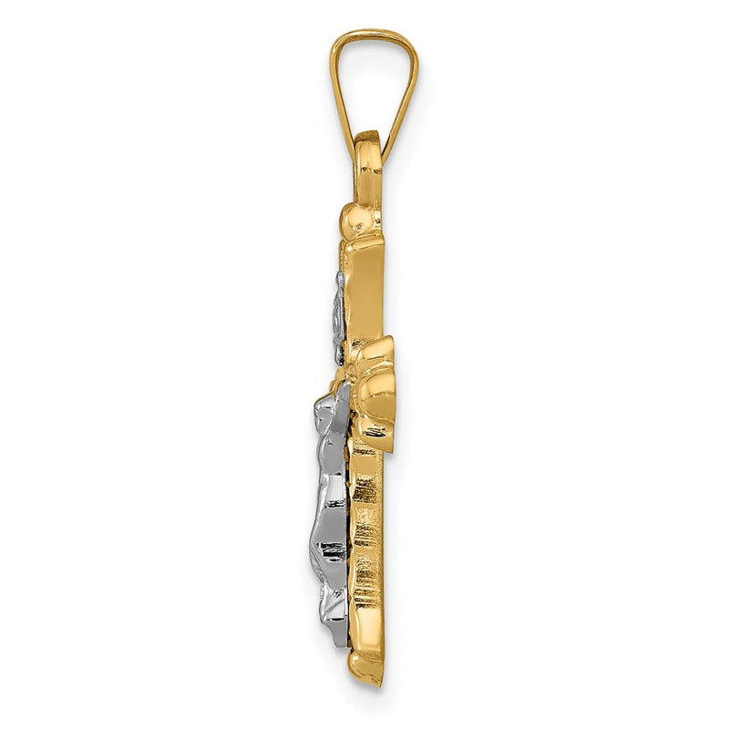 14k Two-tone Gold Two-tone Gold Polished INRI Crucifix Cross Pendant