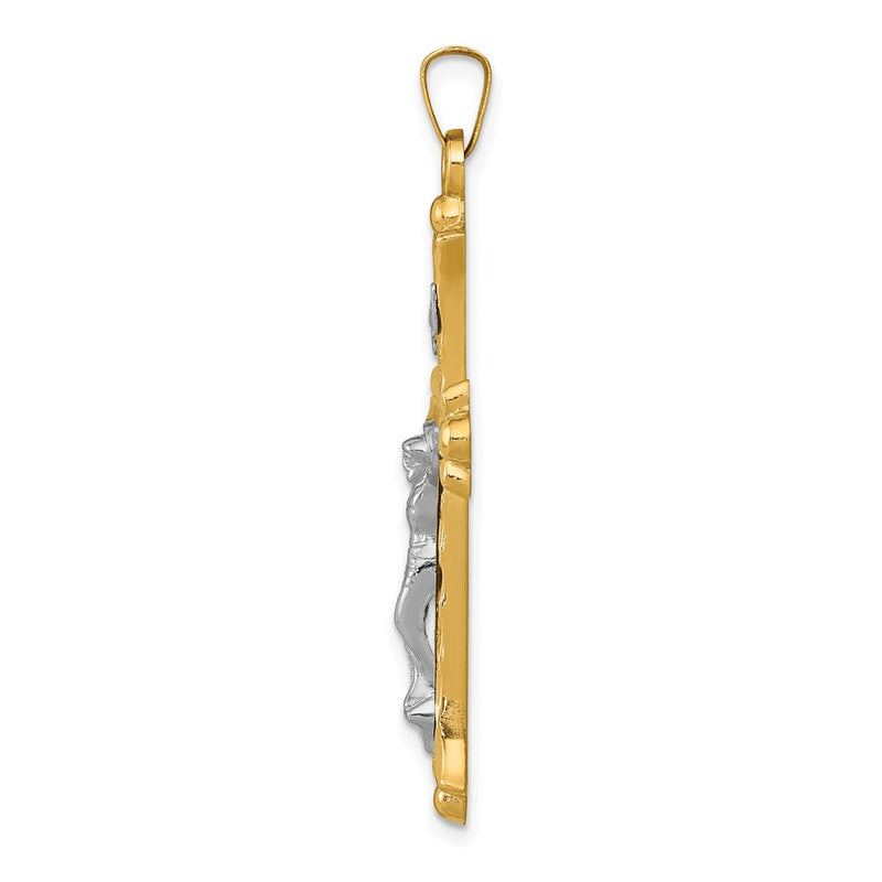 14k Two-tone Gold Two-tone Gold Textured and Polished INRI Crucifix Pendant