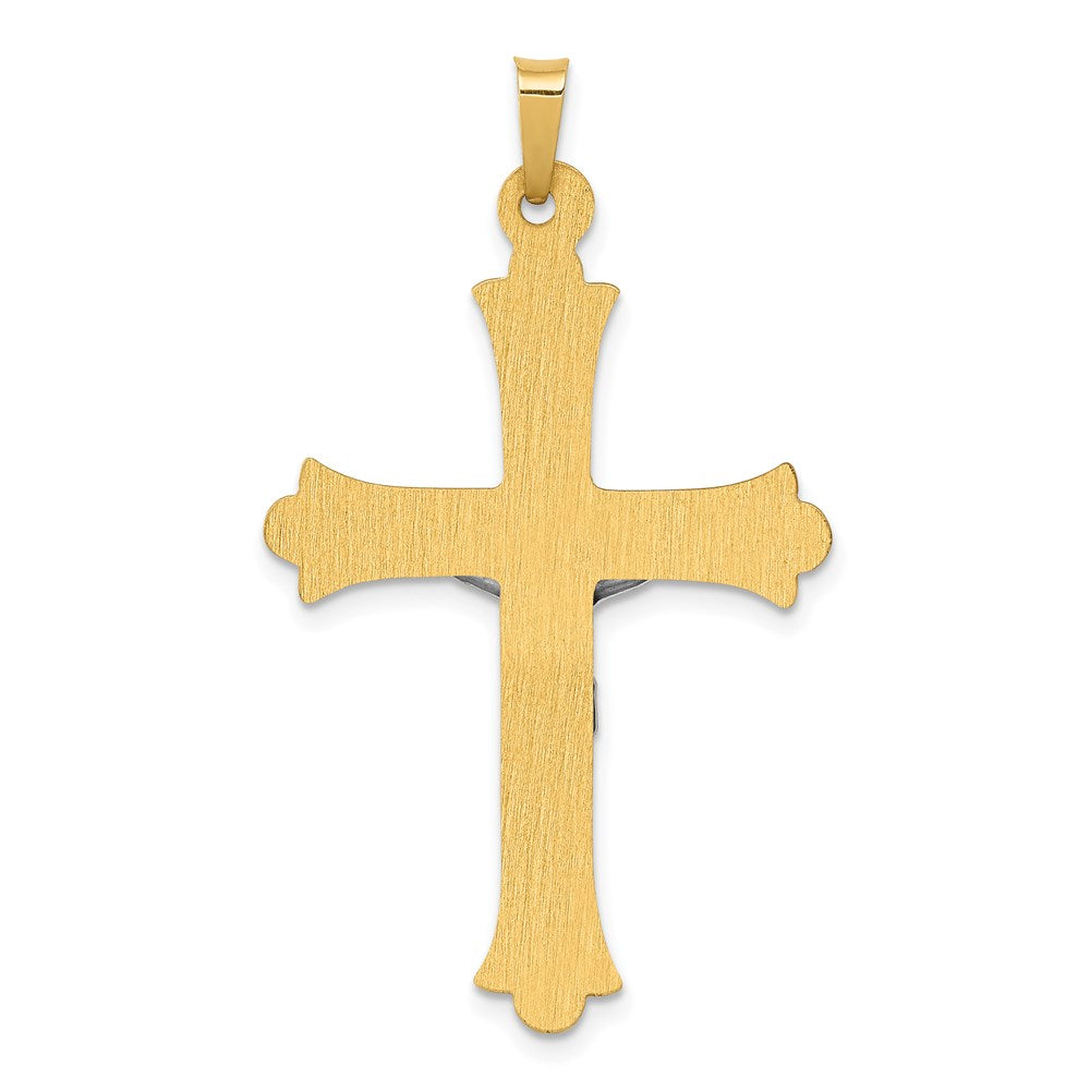 14k Two-tone Gold Two-tone Gold Textured and Polished INRI Crucifix Pendant