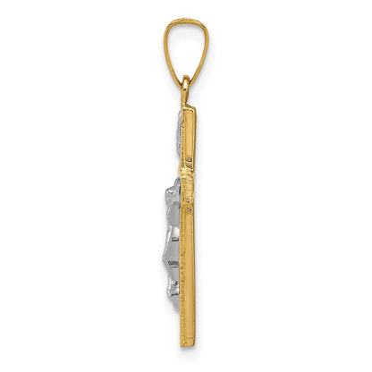14k Yellow & Rhodium Gold w/Rhodium Polished Inri Crucifix Pendant
