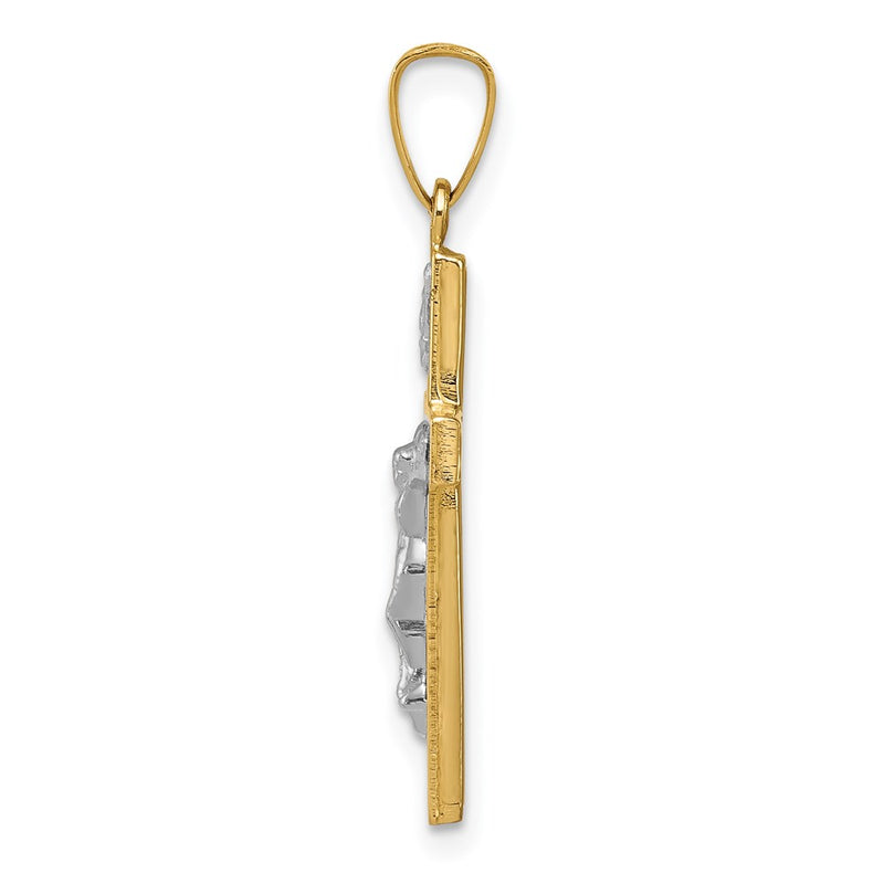 14k Yellow & Rhodium Gold w/Rhodium Polished Inri Crucifix Pendant