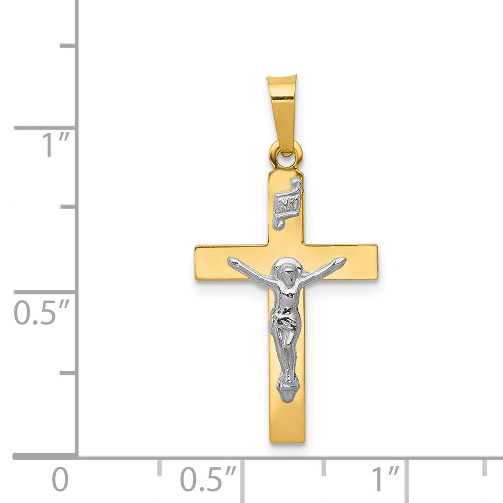 14k Yellow & Rhodium Gold w/Rhodium Polished Inri Crucifix Pendant