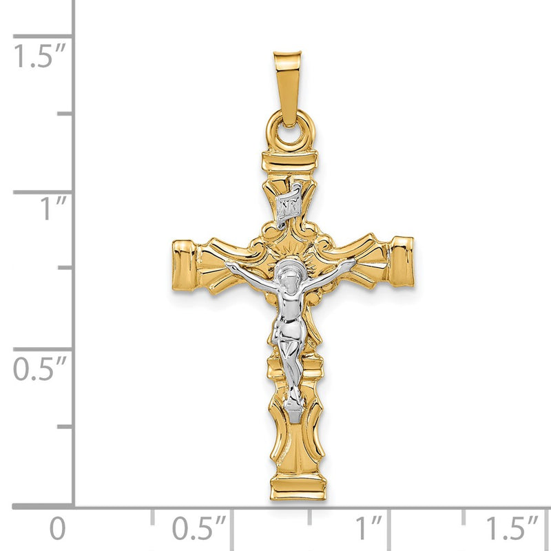 14k Two-tone Gold Polished Latin Crucifix Pendant