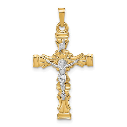 14k Two-tone Gold Polished Latin Crucifix Pendant