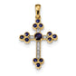 14k Yellow Gold Sapphire & Diamond Cross Pendant