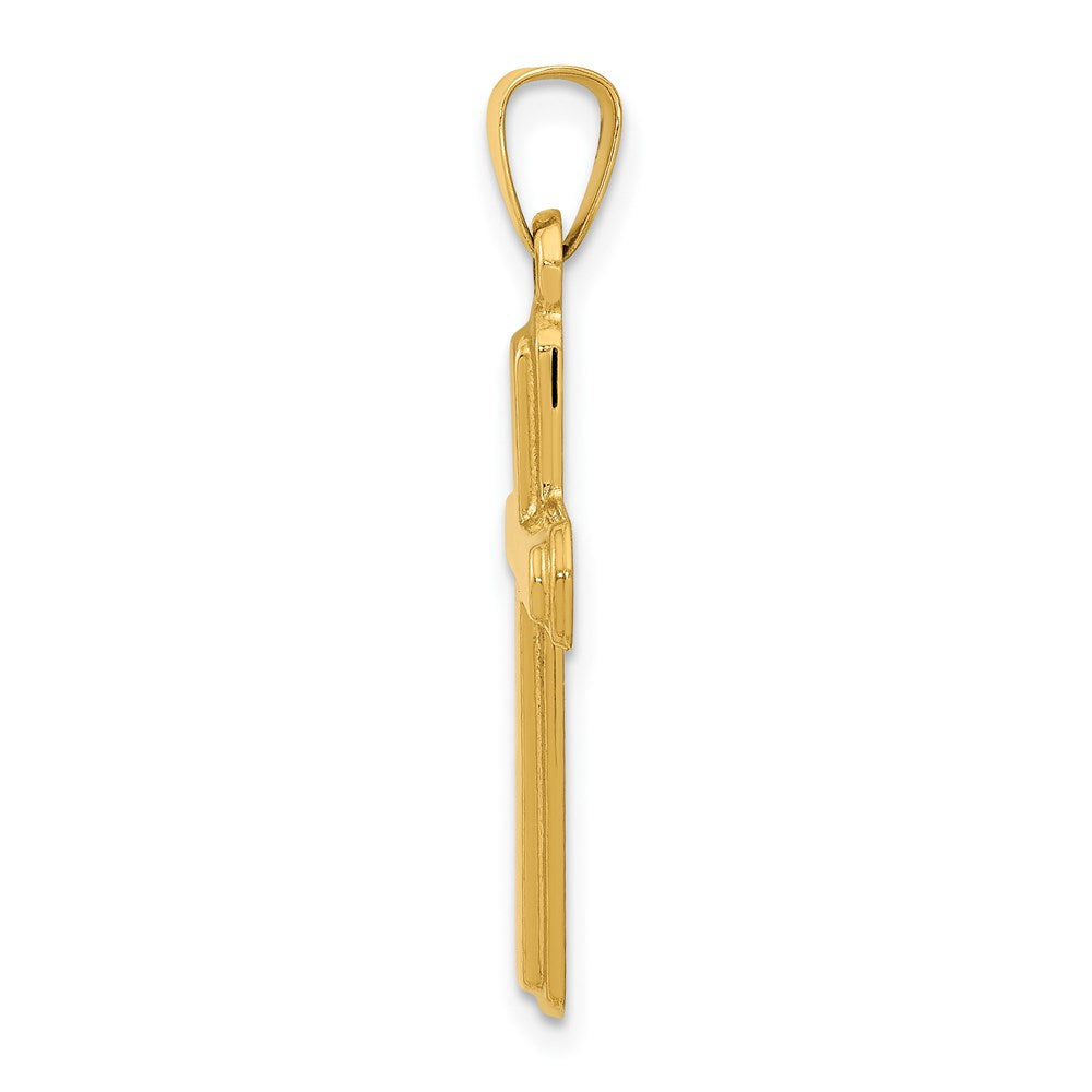 14k Yellow Gold Satin Latin Cross Pendant