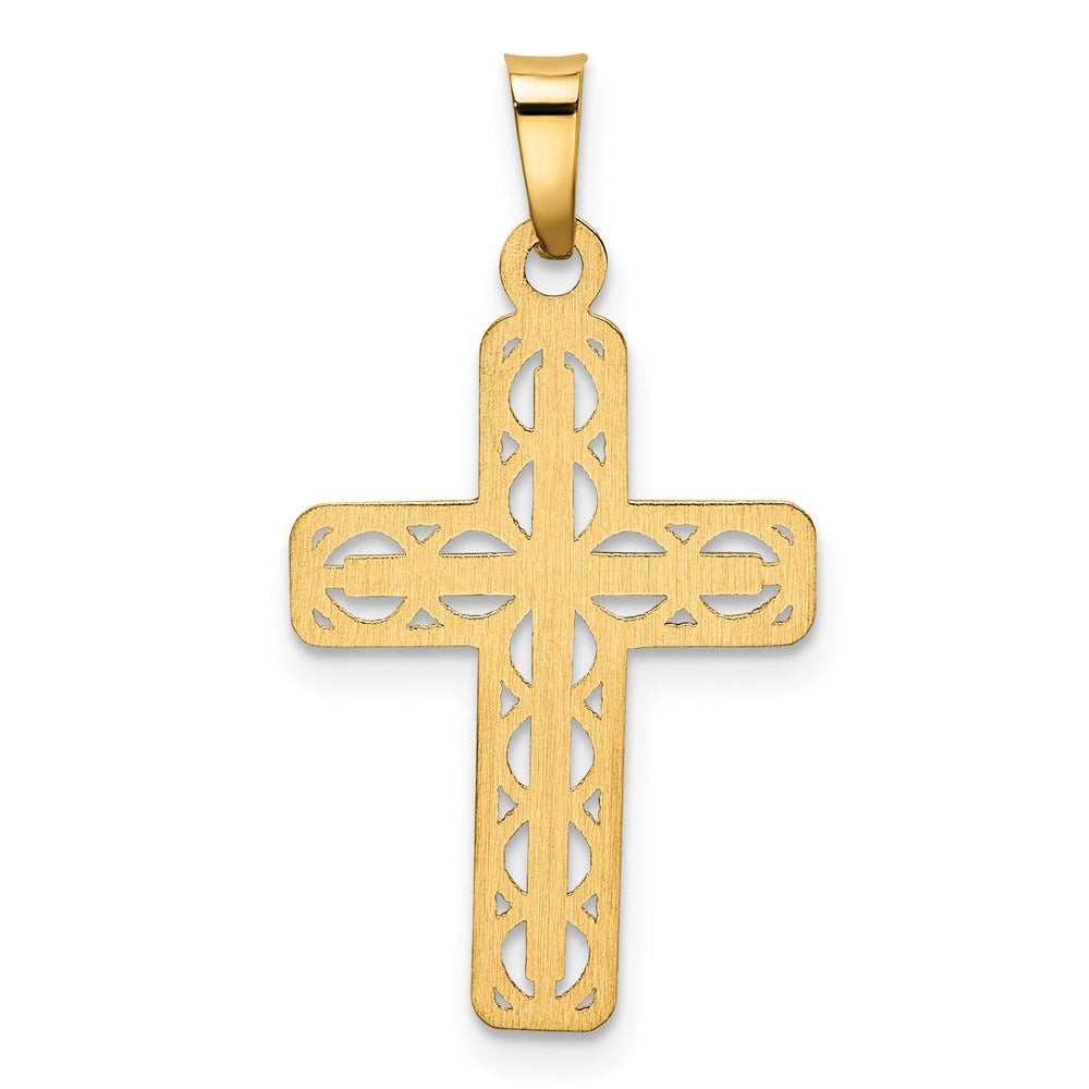 14k Yellow Gold Polished Filigree Cross Pendant