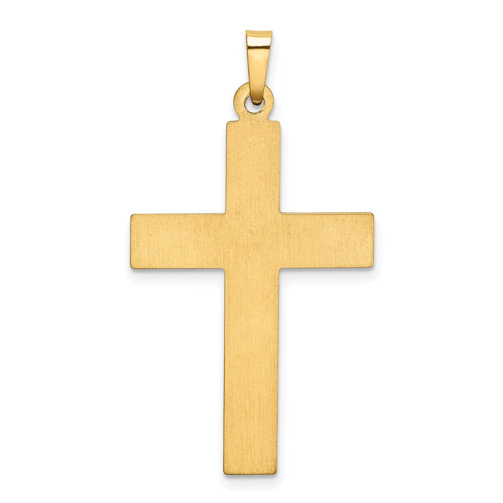 14k Yellow & Rhodium Gold W/Rhodium Polished and Satin Cross Pendant