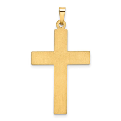 14k Yellow & Rhodium Gold W/Rhodium Polished and Satin Cross Pendant