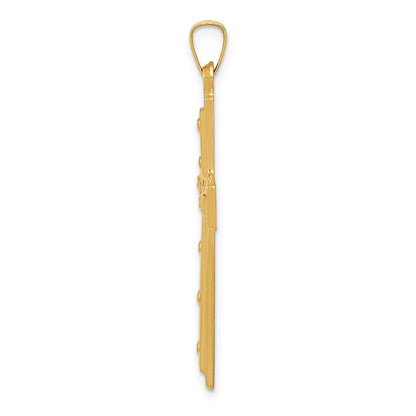 14k Yellow Gold Polished Cross Pendant