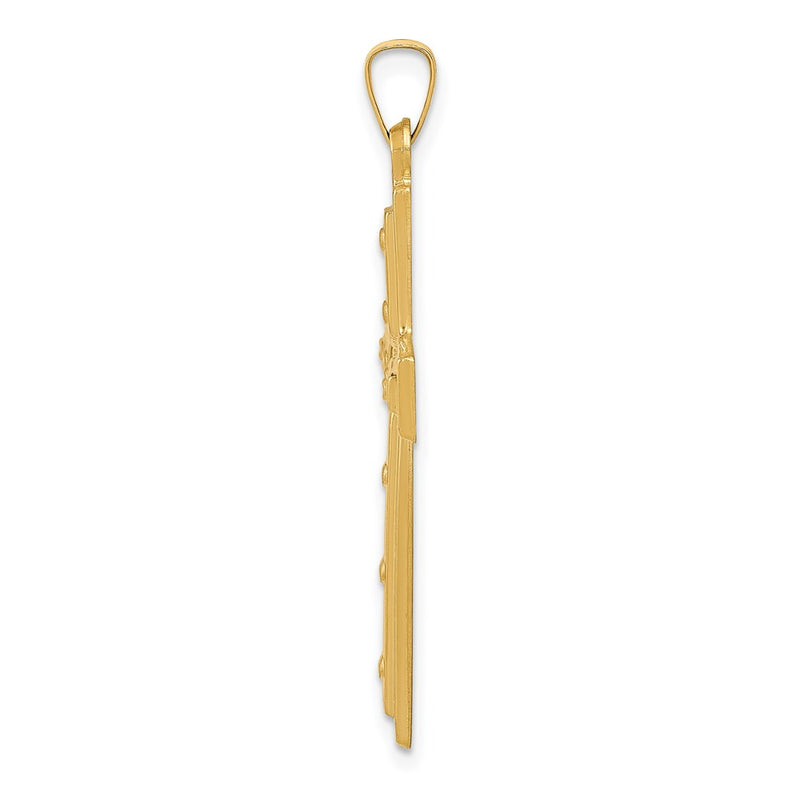 14k Yellow Gold Polished Cross Pendant