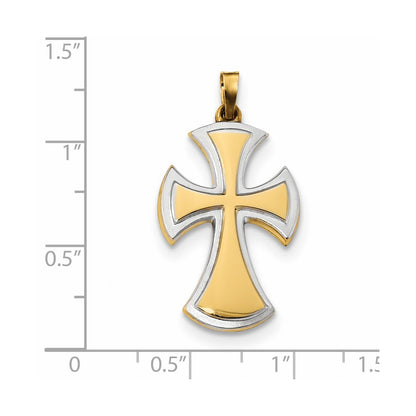 14k Yellow & Rhodium Gold w/Rhodium Polished & Satin Cross Pendant