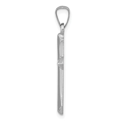14k White Gold Polished Cross Pendant