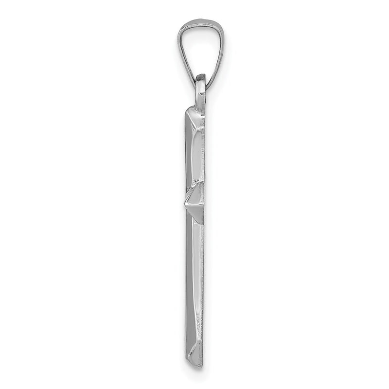 14k White Gold Polished Cross Pendant