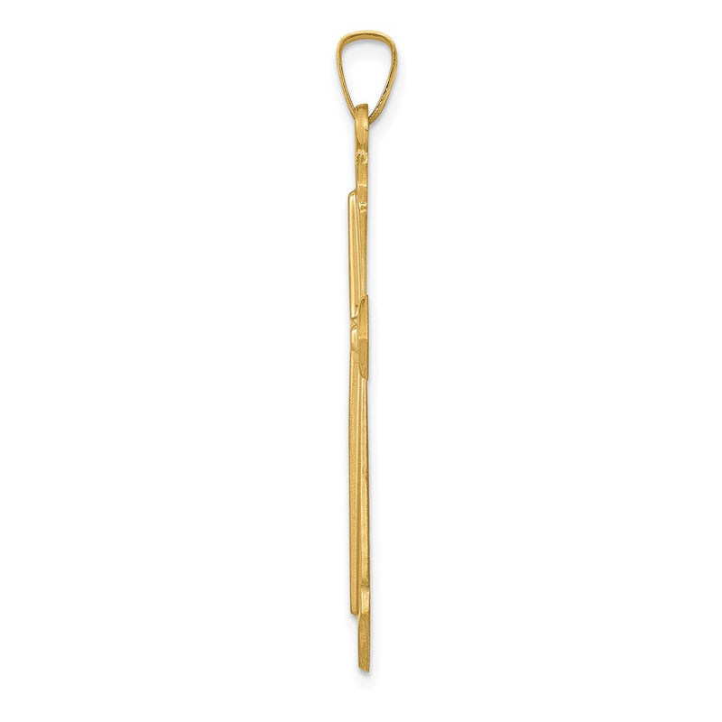 14k Yellow Gold Polished and Satin Passion Cross Pendant