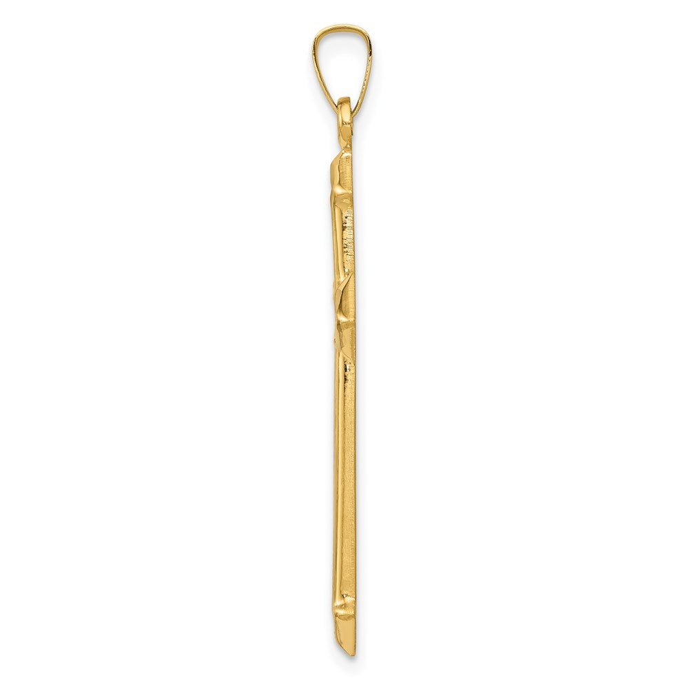 14k Yellow & Rhodium Gold w/Rhodium Polished and Textured Passion Cross Pendant