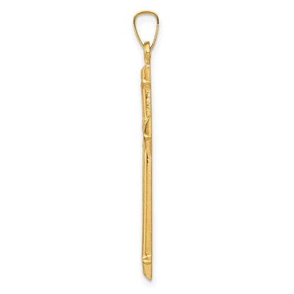 14k Yellow & Rhodium Gold w/Rhodium Polished and Textured Passion Cross Pendant