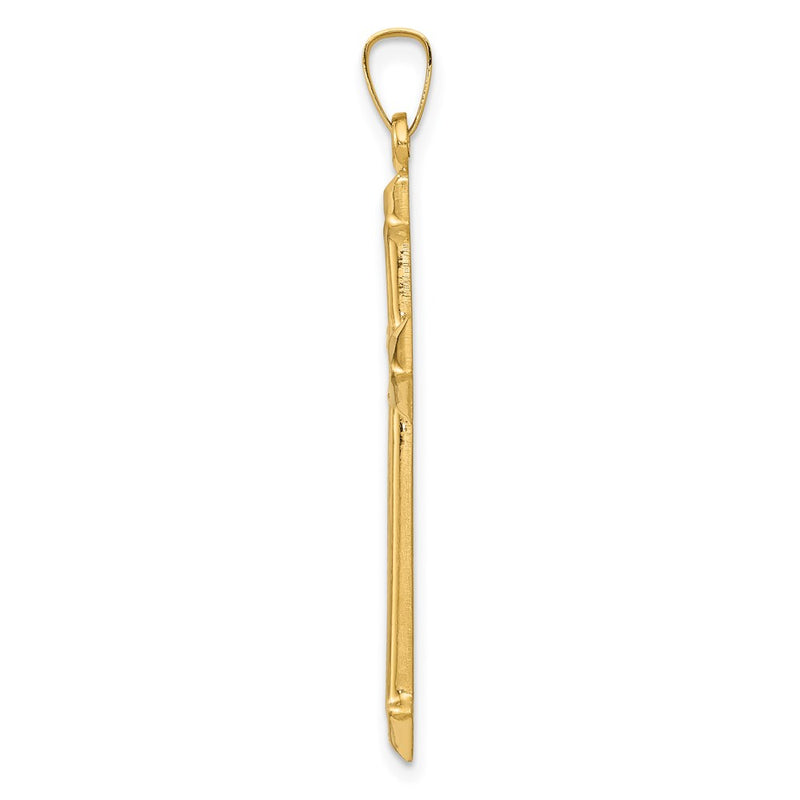 14k Yellow & Rhodium Gold w/Rhodium Polished and Textured Passion Cross Pendant