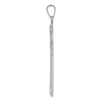 14k White Gold Polished and Textured Cross Pendant