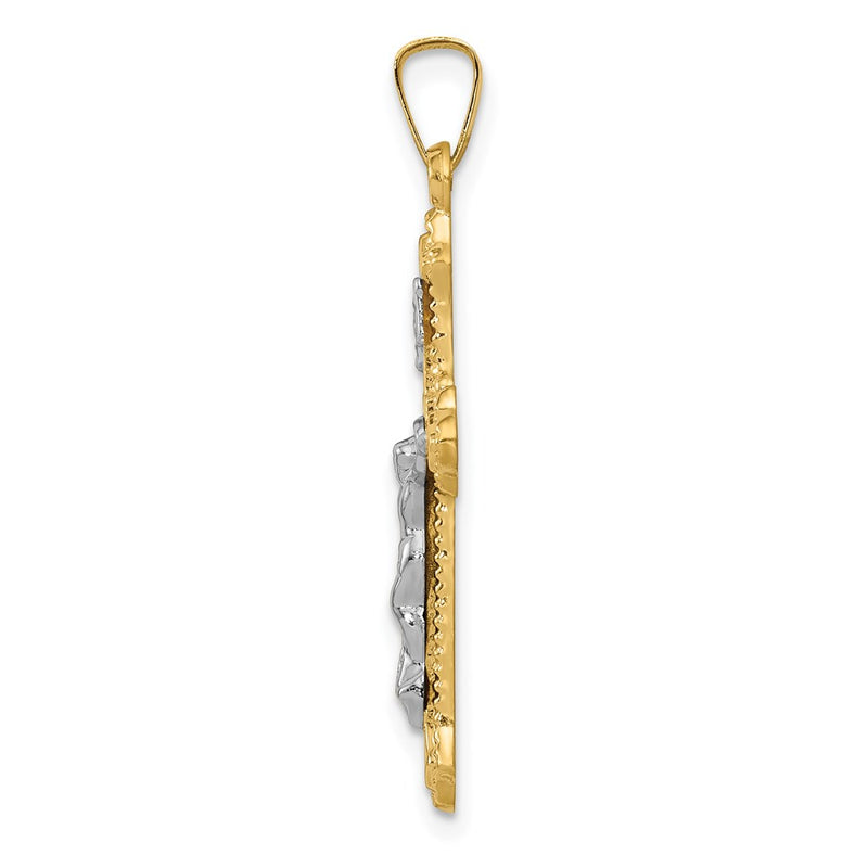 14k Two-tone Gold Polished INRI Crucifix Pendant