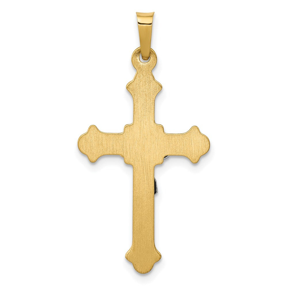 14k Two-tone Gold Polished INRI Crucifix Pendant