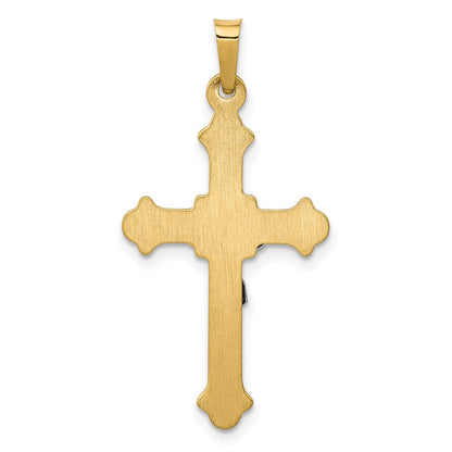14k Two-tone Gold Polished INRI Crucifix Pendant