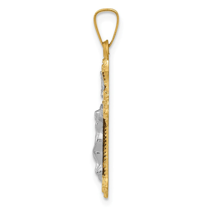 14k Two-tone Gold Polished INRI Crucifix Pendant