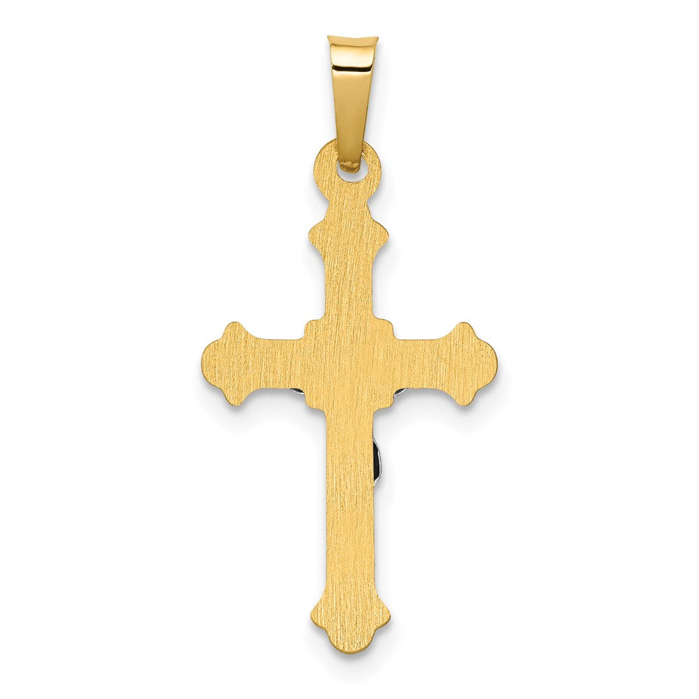 14k Two-tone Gold Polished INRI Crucifix Pendant