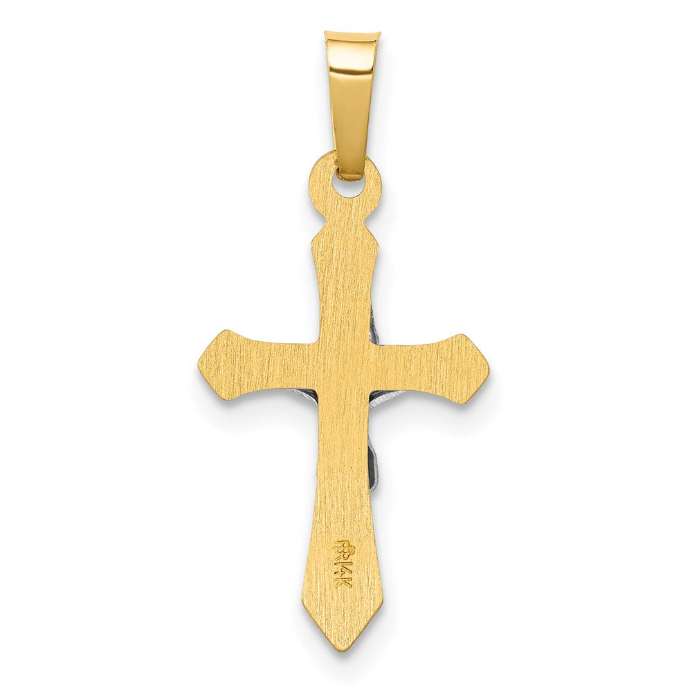 14k Two-tone Gold Polished INRI Crucifix Pendant